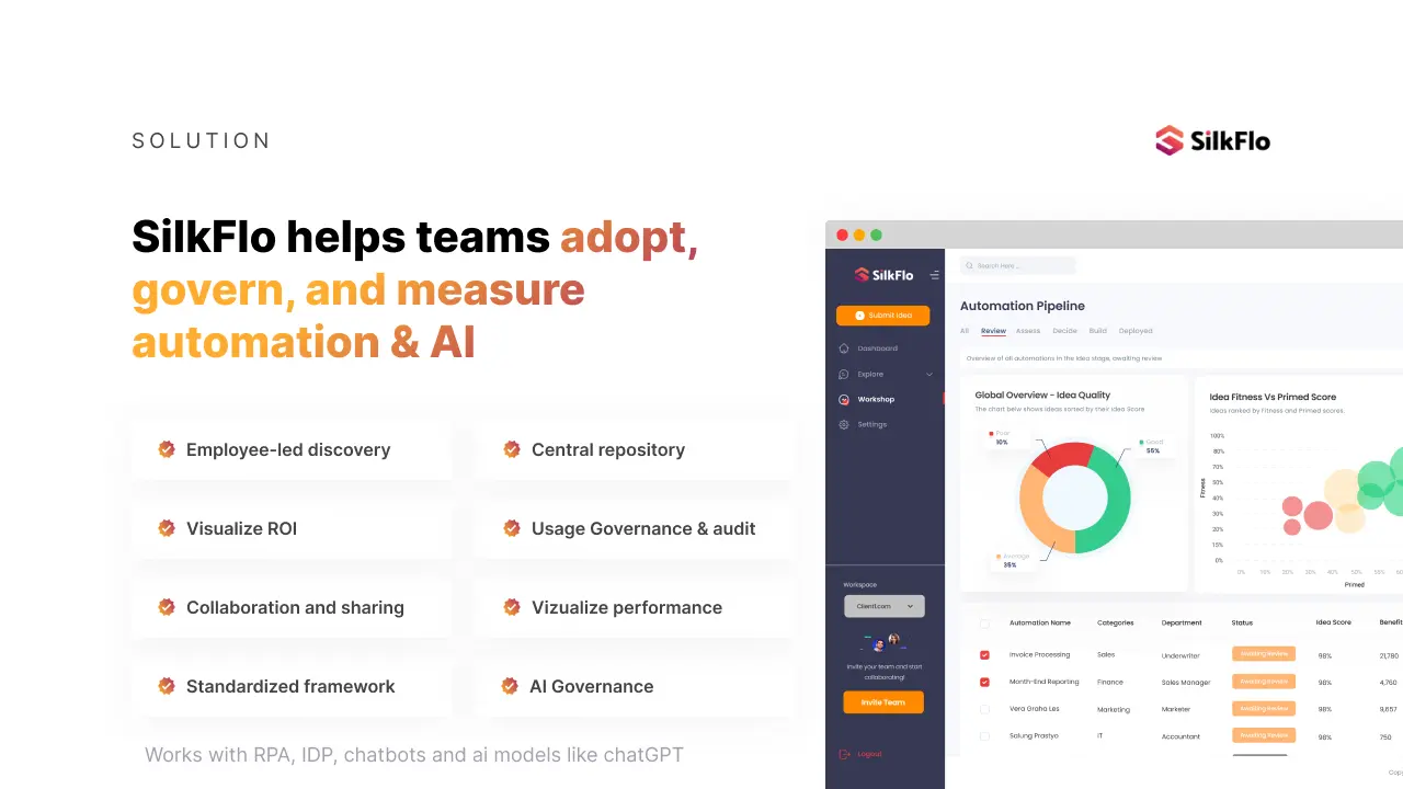 SilkFlo - Adopt, govern, and measure AI and automation projects from a central dashboard