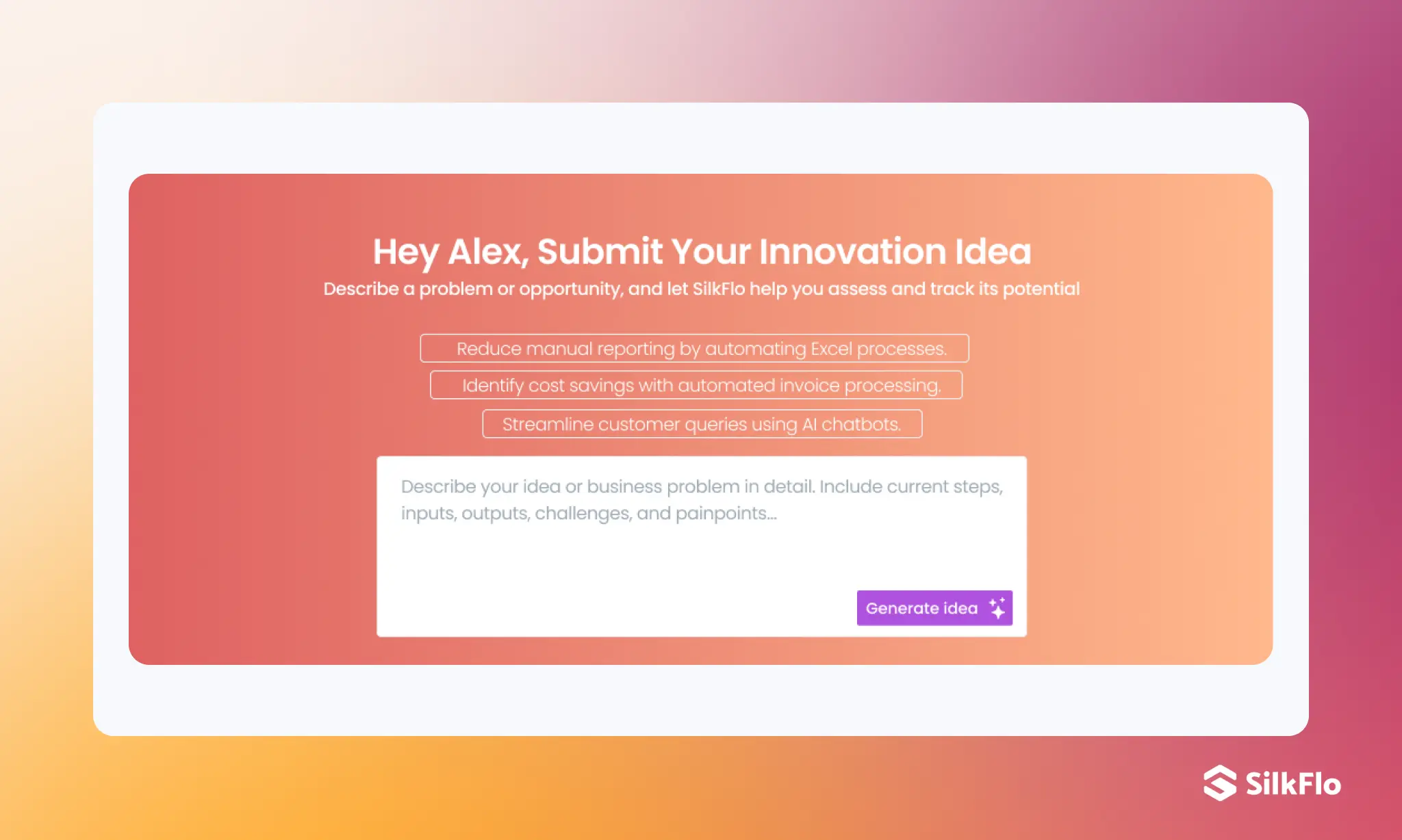 SilkFlo AI-Assisted Idea Intake